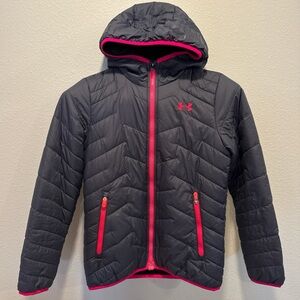 NWOT Under Armour ColdGear Reactor Kids Puffy Jacket – Medium, Hood + MagZip 🧒❄️